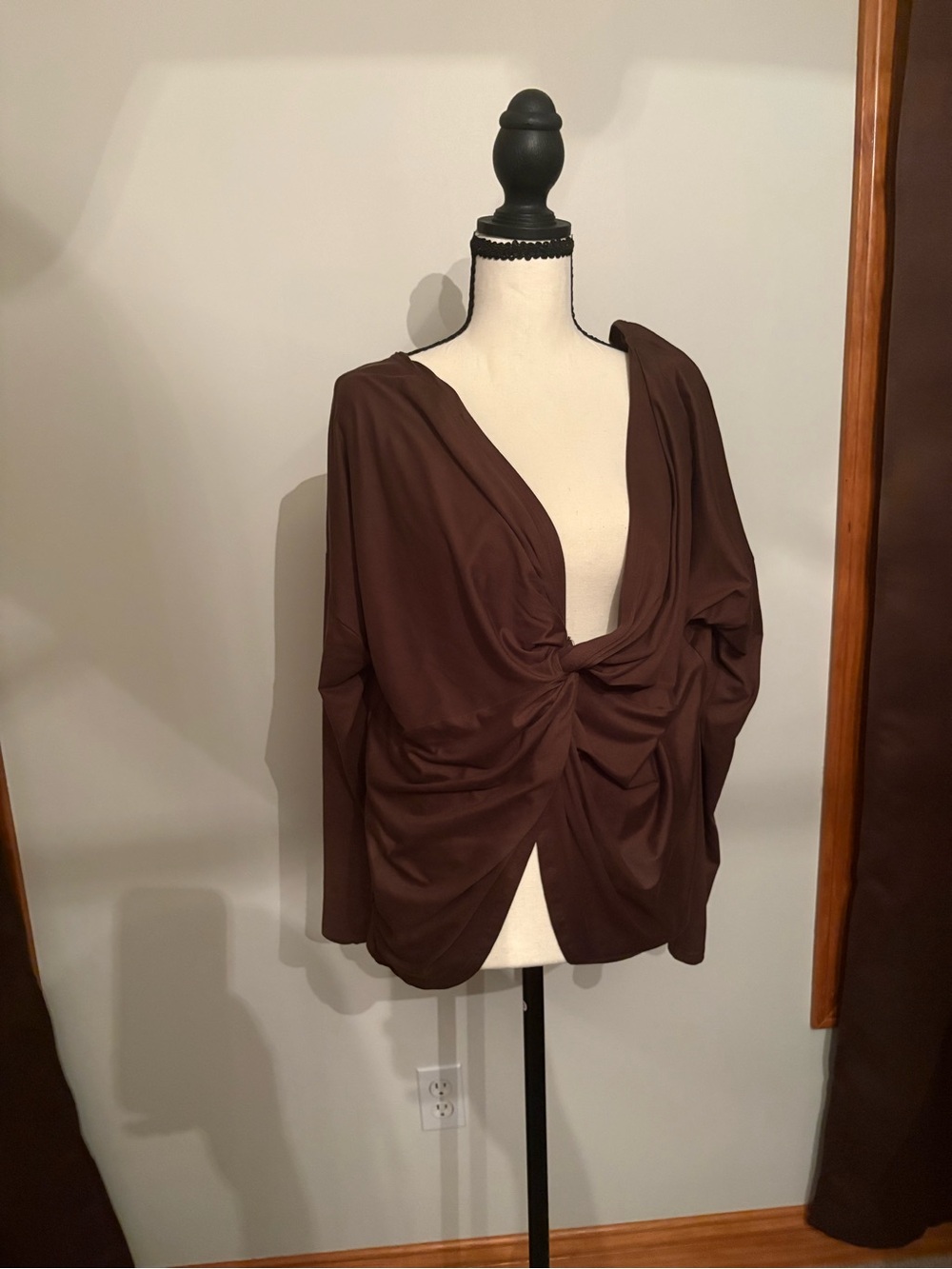 Fashion Nova Brown Twist-Knot V-Neck Tunic Lounge Set